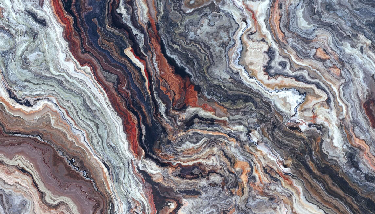 Red onyx stone pattern showcasing vibrant colors, perfect for spa-like bathroom art, waterproof and elegant.