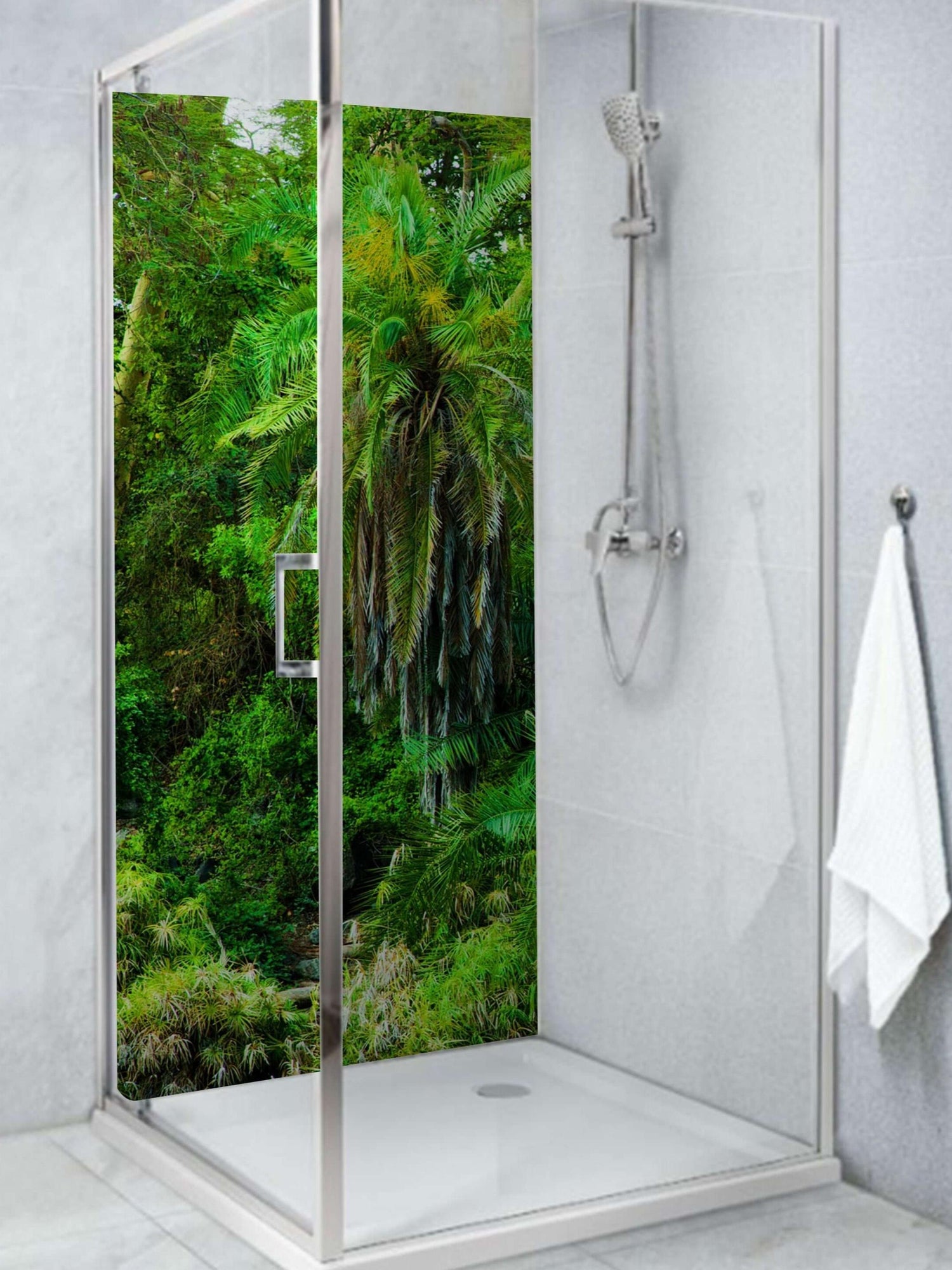 Botanical themed shower panel featuring lush greenery perfect for unique shower panel