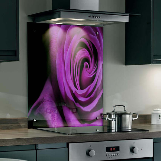 Deep violet rose splashback for kitchen, adding elegance and bold design to modern interiors.