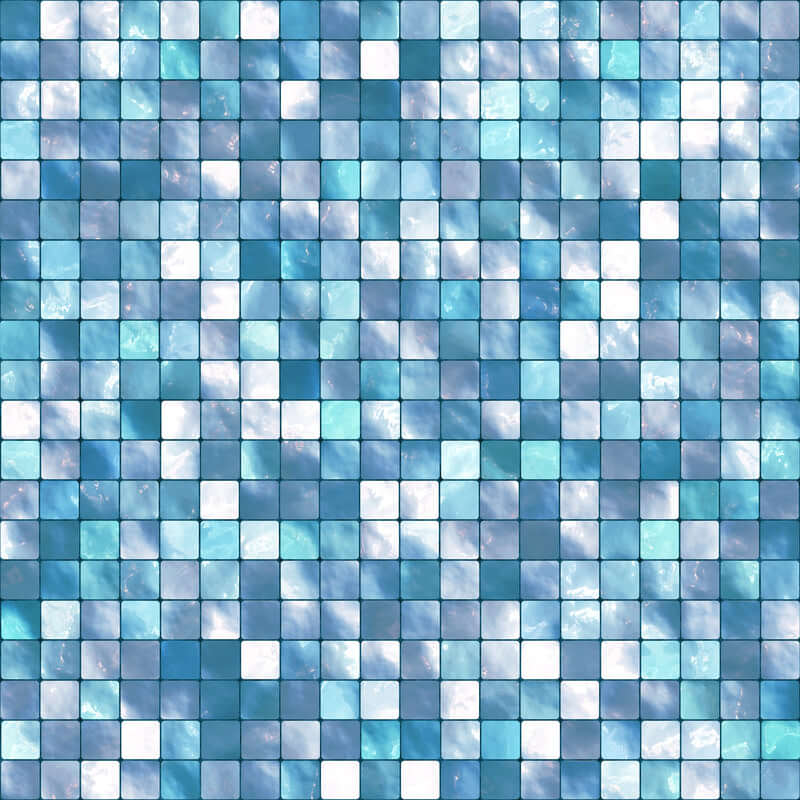 Small mosaic tiles in blue shades, perfect for modern interiors and exteriors, printed on premium Opelli Composite.